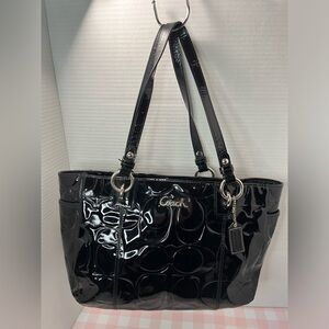 Coach Glossy Black Patent Tote